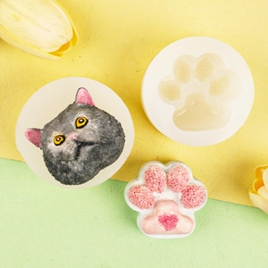 Moules en silicone 3D chat et patte pour bougies, plâtre et créations en résine DIY