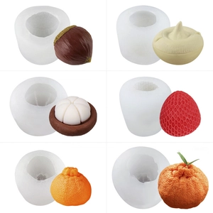 Set di stampi in silicone 3D per candele fai-da-te con arancia, fragola e mangostano