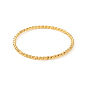 Classic 18K gold plated stainless steel twisted rope cable bangle bracelet for women