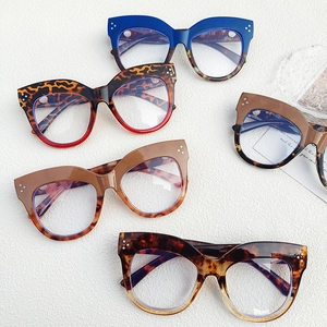 Retro oval cat eye glasses frames with metal rivets in five different tortoiseshell colors