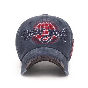 Casquette de baseball en jean délavé bleu marine avec broderie New York Travel