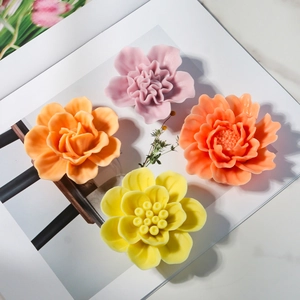 3D bloem siliconen mal voor DIY kaarsen en zeep in roze, oranje en geeltinten