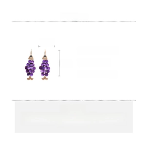 Detailed view of bohemian purple shell fish earrings with alloy size specifications