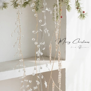 Acrylic Metal Christmas Hanging Bead String Garland Transparent Star Icicle Ornament For Tree Window Festive Party Decor