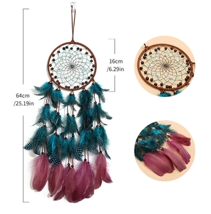 Detailed size specifications for dreamcatcher showing total length 64cm and ring diameter 16cm