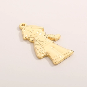 Polished gold punk hip-hop cartoon boy pendant made of stainless steel for DIY jewelry