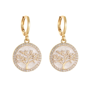 Orecchini Albero della Vita placcati oro 14K con intarsio di zirconi scintillanti