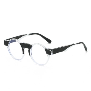 Retro round black and white frame sunglasses with UV protection in a stylish mixed finish
