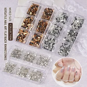 Flatback Crystal Nail Art Rhinestones Mixed Shapes Square Rectangle DIY Manicure Decorations Shiny Sparkly Accessories For Women