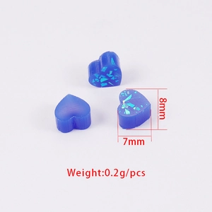 Blue heart-shaped synthetic opal resin pendants for DIY jewelry making 8x7mm 0.2g