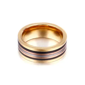 Stainless Steel Ring Striped Wide Band Samsara Design Hip Hop Style Trendy Jewelry For Men Women