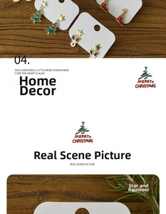 Detailed view of Christmas stud earrings featuring festive enamel deer and stars