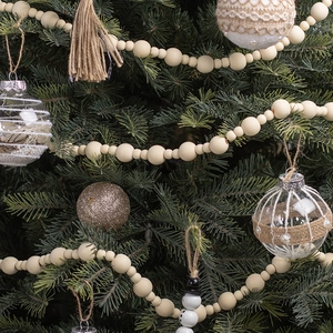 Wood Bead Garland Christmas Tree Decor Farmhouse Boho Style Natural Wooden Beads Hanging Decoration
