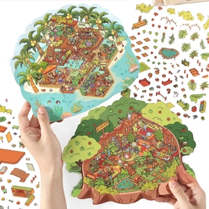 DIY Deco Scene Stickers PET Cardboard Isometric Landscape Journaling Scrapbooking Decoration Cute Stationery Album