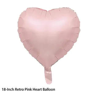 18-inch heart-shaped vintage pink foil balloon with soft metallic luster for party decor
