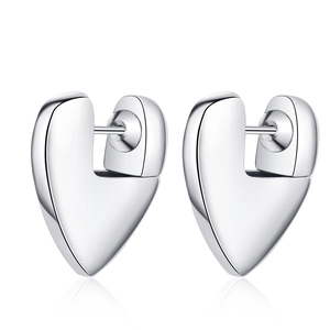 Elegant Heart Shaped Hoop Earrings For Women Copper Electroplated Gold Silver Color Minimalist Fashion Jewelry Accessories