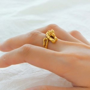 Fashion Luxury Titanium Steel Tiger Head Ring For Women Dominating Adjustable Open Gold Silver Plated Animal Finger Jewelry
