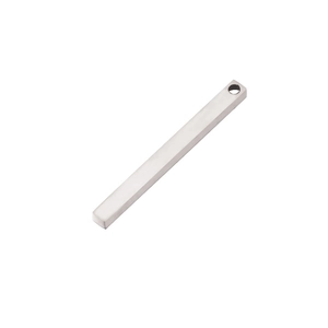 Polished stainless steel rectangular bar pendant with small hole for jewelry making