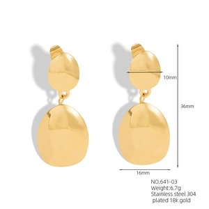 Detailed size measurement of 18K gold plated geometric stainless steel earrings
