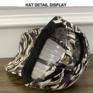 Tactical camouflage baseball cap with adjustable metal buckle and black sweatband inside