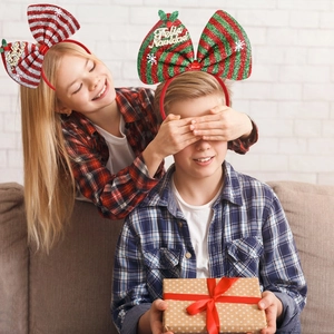 Lot de serre-têtes de Noël avec nœuds pailletés Feliz Navidad pour tenue de fête