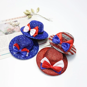 Mini Independence Day party hats with glitter finish and red white blue bows
