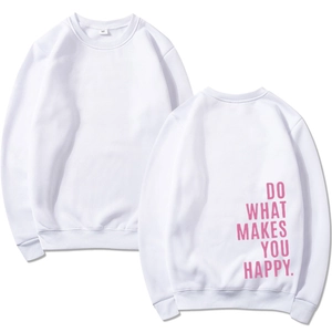 Sweat-shirt Y2K blanc avec impression rose au dos Do What Makes You Happy unisexe