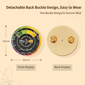 52mm rotating color wheel enamel pin brooch with planetary patterns and dual butterfly clutches