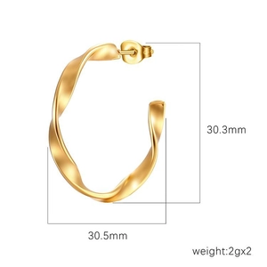 Boucles d'oreilles créoles C torsadées irrégulières en acier doré 18K pour femme