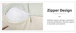 Detail of invisible zipper closure on textured linen ocean series pillowcase cover