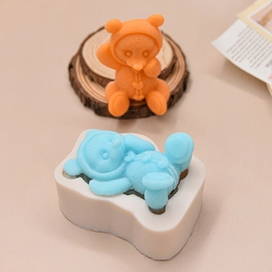 3D teddy bear silicone mold for chocolate and fondant with cute bear wearing hoodie shape