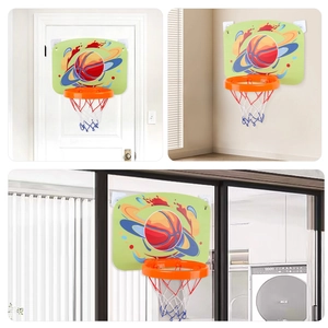 Panier de basket-ball intérieur pour enfants avec panneau à ventouse et filet tricolore