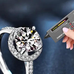 Classic 2ct moissanite 925 silver ring with four-prong setting and pavé accents