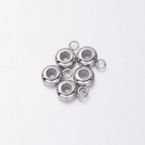 Silver plated stainless steel adjustable beads for DIY jewelry making on white background