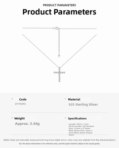 Detail of S925 sterling silver cross necklace with heart-shaped 5A zircon pendant