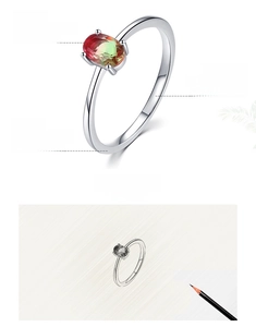 Detail sketch and product specs of an S925 silver ring with gradient tourmaline cubic zirconia