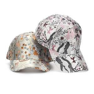 Chinese style jacquard baseball cap with elegant flower and tree embroidery patterns