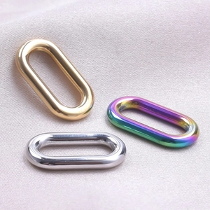 Polished oval stainless steel DIY link connectors in gold, silver, and rainbow finishes
