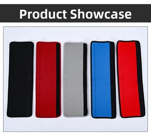 Detail of colorful neoprene refrigerator handle covers showing the hook and loop closure