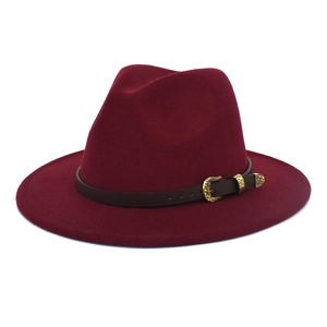 Fedora Hat Wool Felt Wide Brim British Style Vintage Leather Belt Metal Buckle Retro Unisex Fashion Elegant