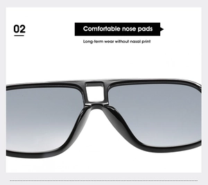 Detail of comfortable wide nose pads on black pilot sunglasses for non-slip wearing