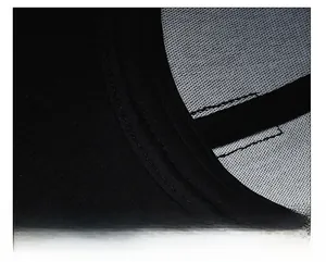 Macro view of wide thickened sweatband and precise double-line stitching on winter hat