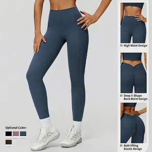Legging de yoga taille haute avec couture en V au dos et design galbant fessier