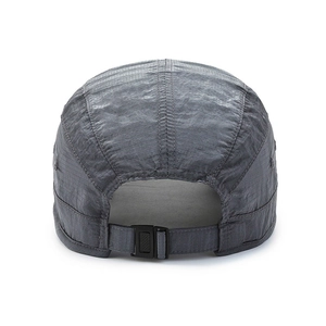 Quick-dry breathable dark grey 5-panel tactical baseball cap with adjustable back strap