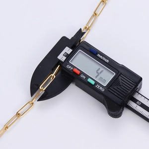 4mm wide 18k gold plated stainless steel rectangle link chain necklace for women
