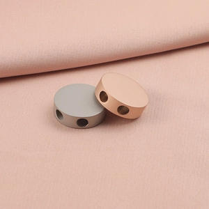 Polished stainless steel 20mm round double-hole spacer beads in silver and rose gold finish