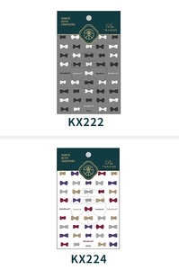 Detailed macro view of 5D bowknot nail art stickers featuring models KX222 and KX224