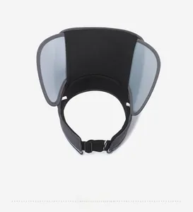 Detail of sun hat interior showing breathable black mesh lining and adjustable buckle