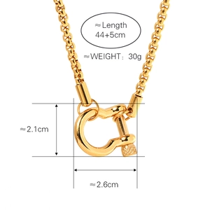 Collier en acier inoxydable plaqué or 18k avec fermoir fer à cheval et chaîne box