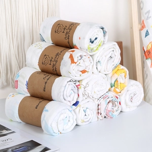 Weiche Baby-Einschlagdecke aus Bambus-Baumwolle mit bunten Tier- und Blumenmustern